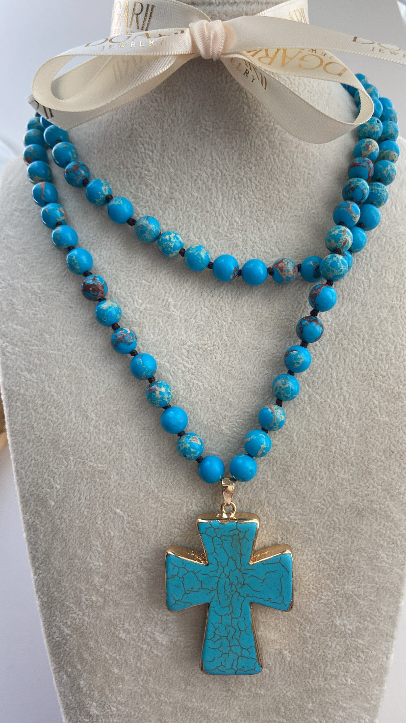 BLUE CROSS NECKLACE