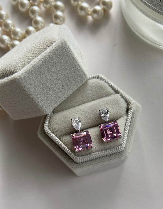 PINK SQUARE EARRINGS