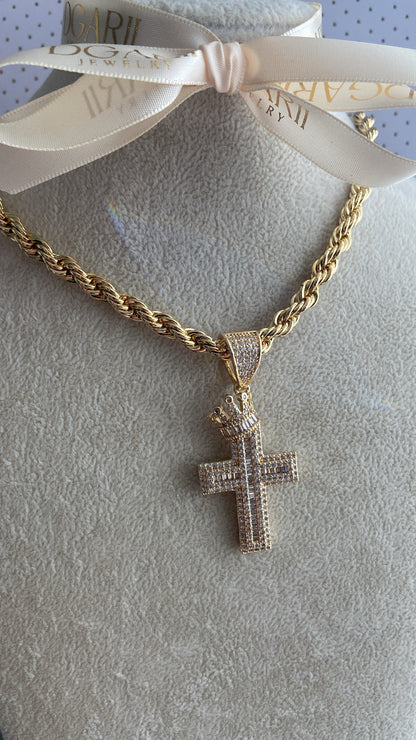 CROSS WITH CROWN CHAIN