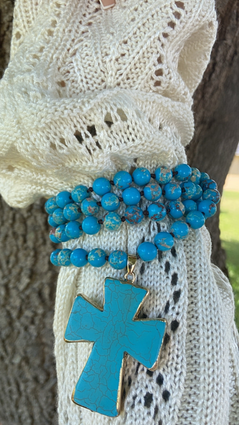 BLUE CROSS NECKLACE