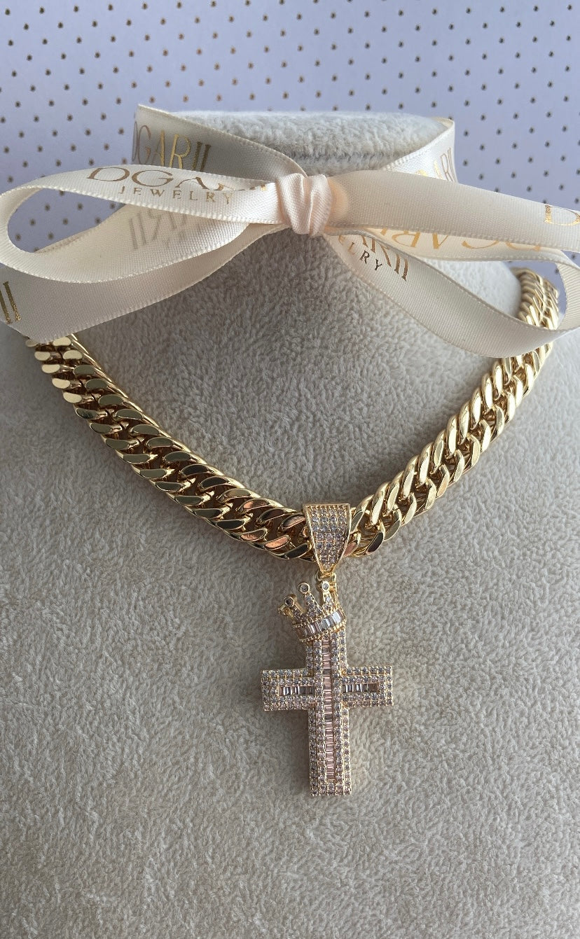 CROSS WITH CROWN CHAIN