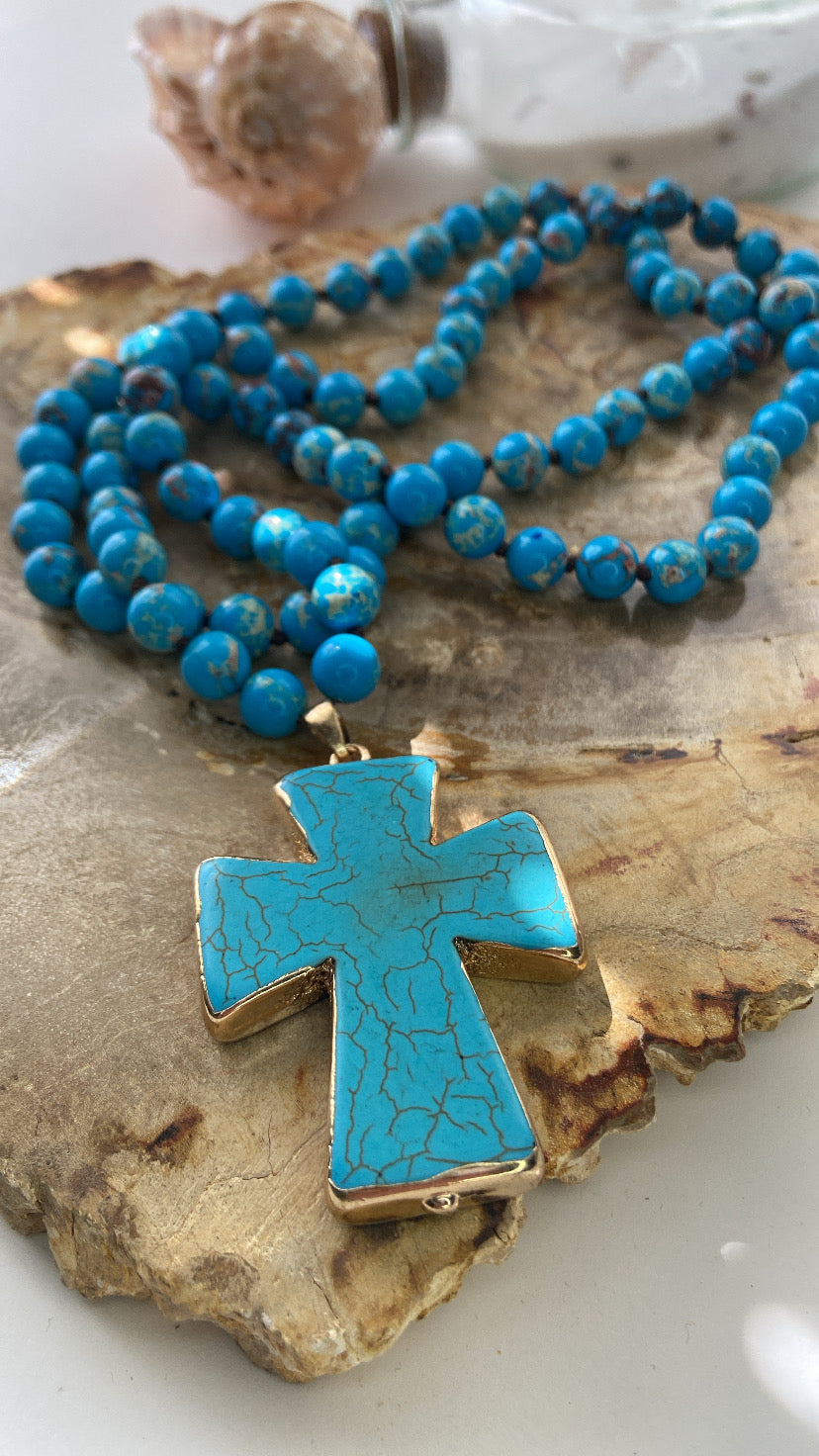 BLUE CROSS NECKLACE