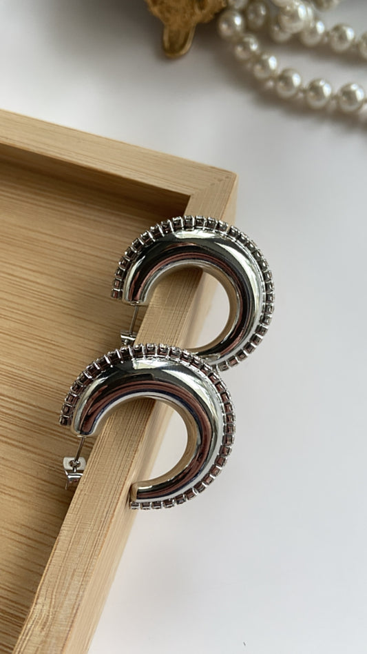 CHUNKY STONES HOOPS