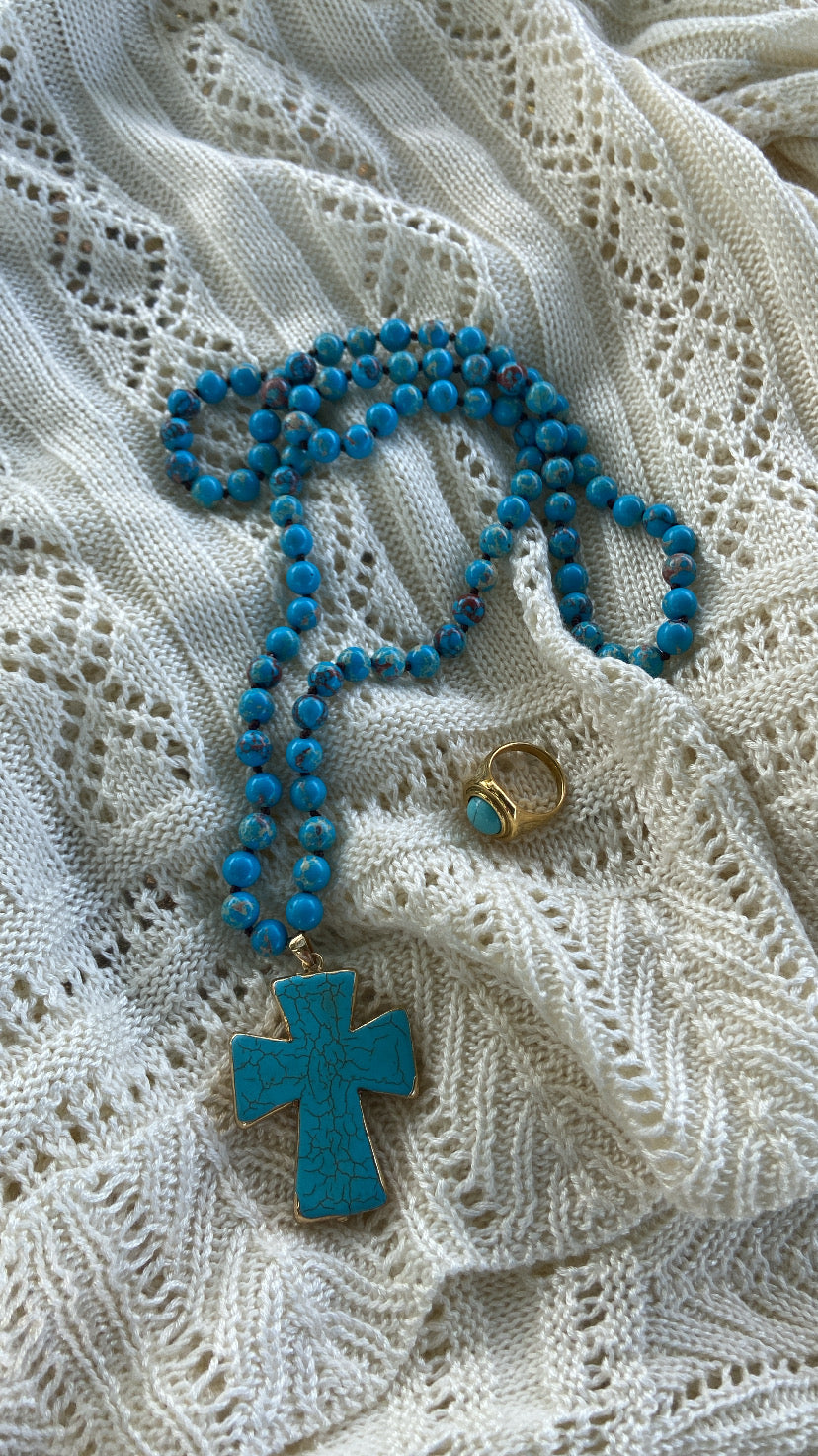 BLUE CROSS NECKLACE